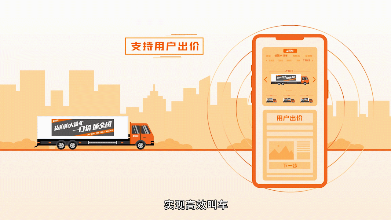 「咻动画分享」货拉拉长途大货车物流宣传动画（扁平风格MG动画）